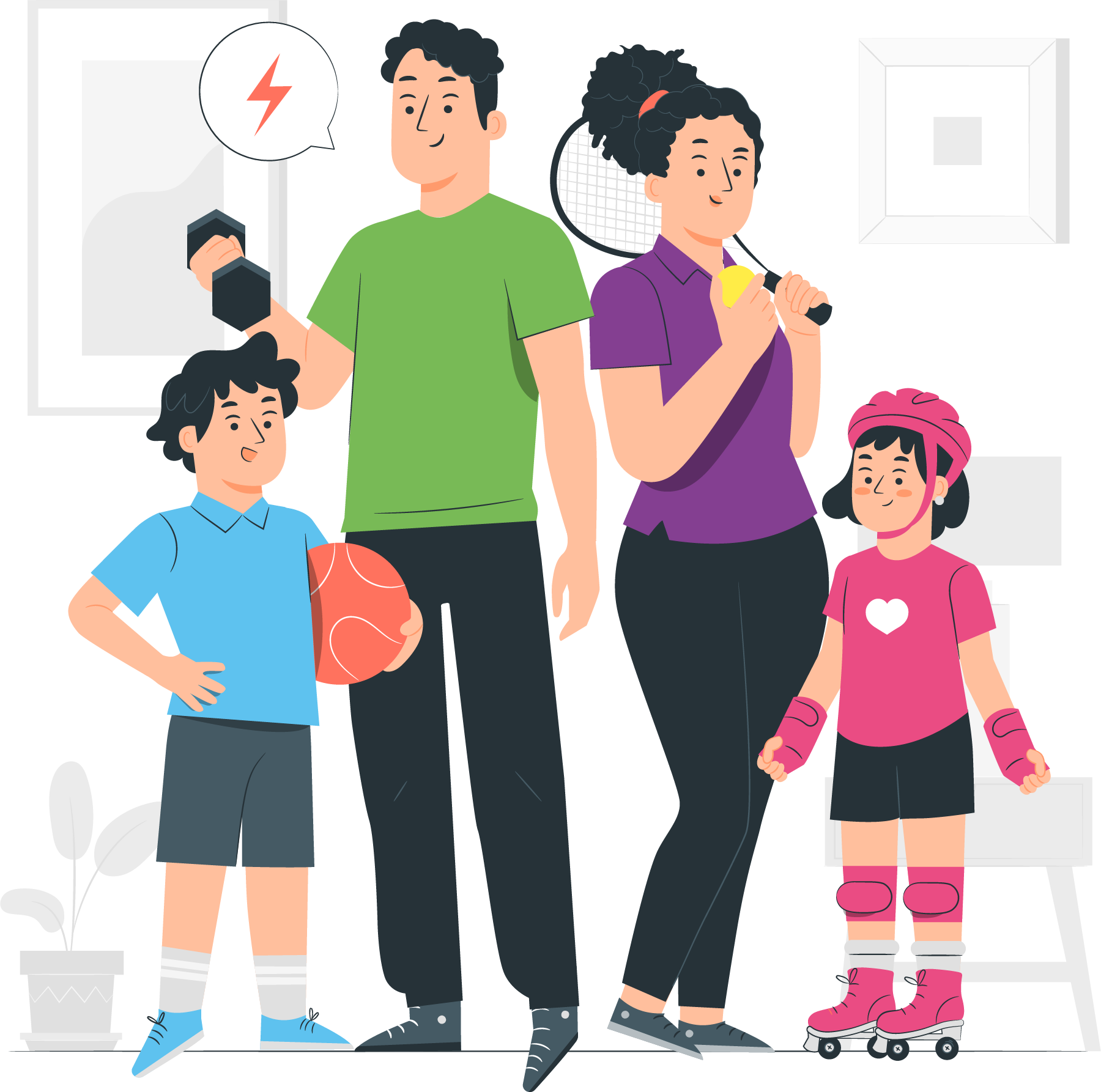 Sport familie illustratie